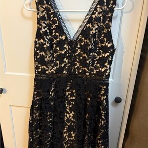 Francesca's Collections Black and Tan Fit and Flare Cocktail Dress